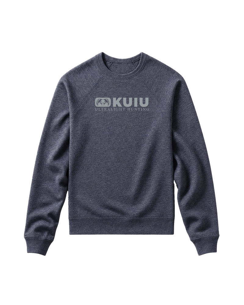 Front of Toddler Block Logo Crewneck Sweatshirt in Heather Navy
