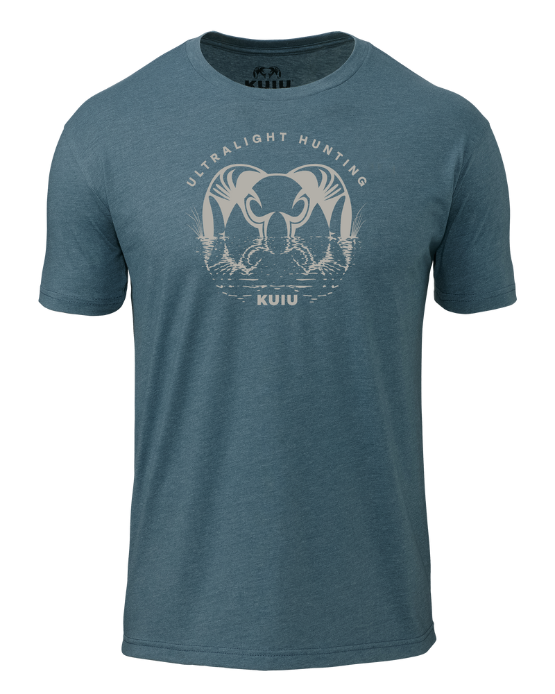 Front of KUIU Waterway T-Shirt in Indigo Blue