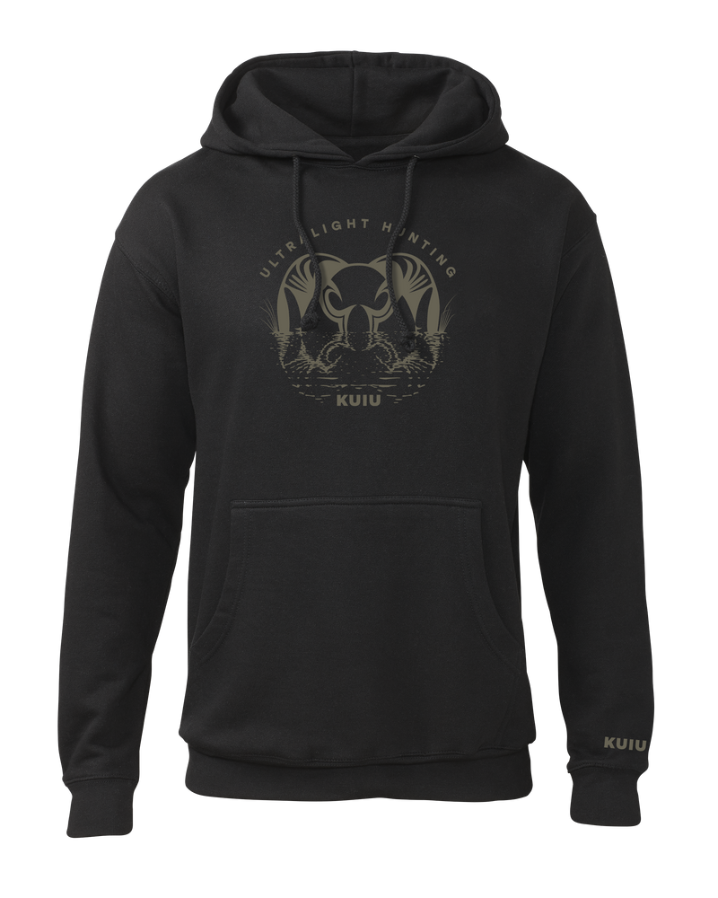 Front of KUIU Waterway Hoodie in Black