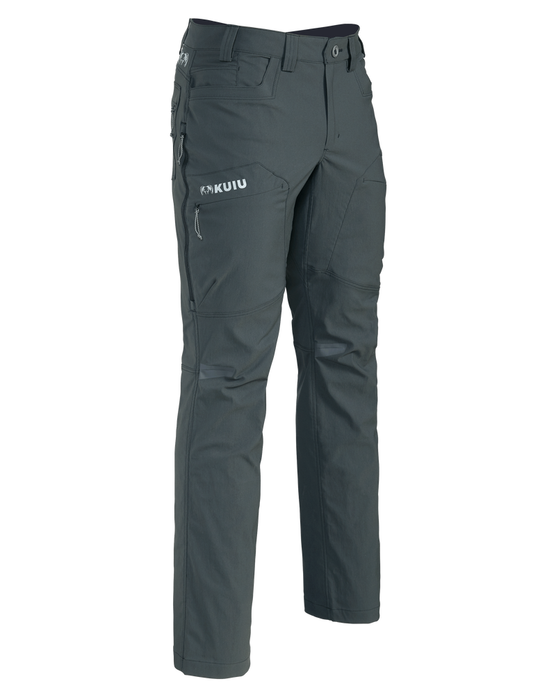 Front of Kutana Stretch Woven Pant in Gunmetal Grey Color