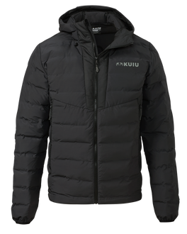 Front of Elements Hooded Jacket in Carbon Black