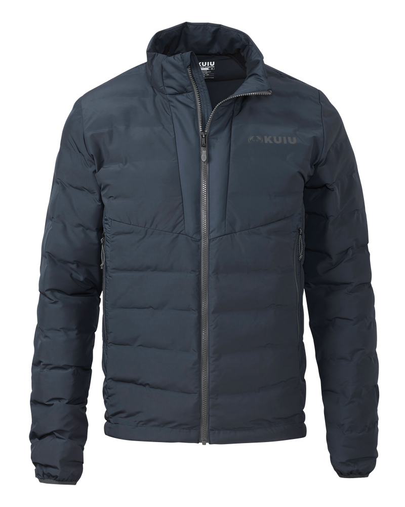 Front of Elements Jacket in Steel Blue