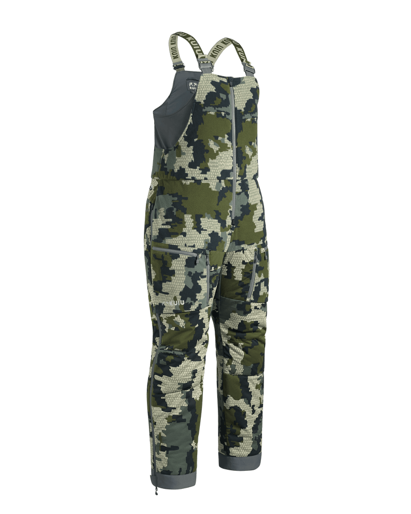 Front of Super Down Haven Bib in Verde Camouflage