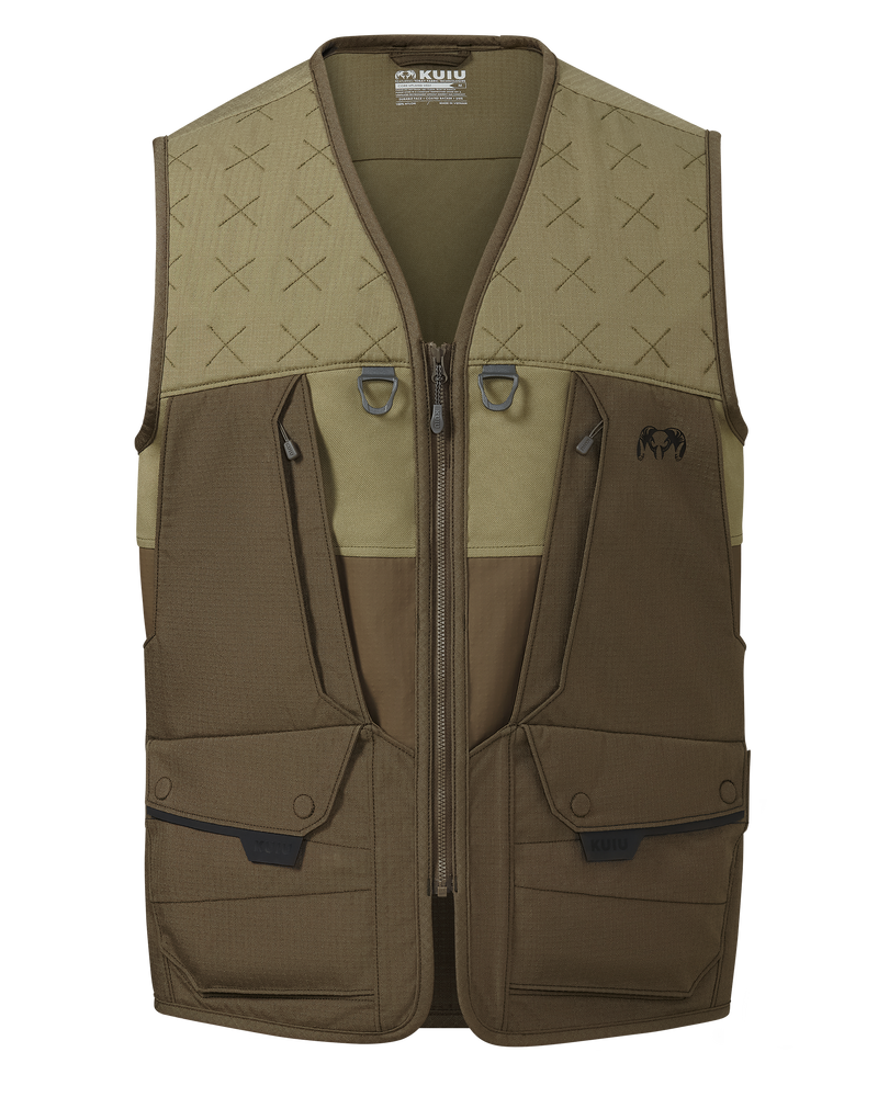 Front of Core Upland Vest in Major Brown/Khaki