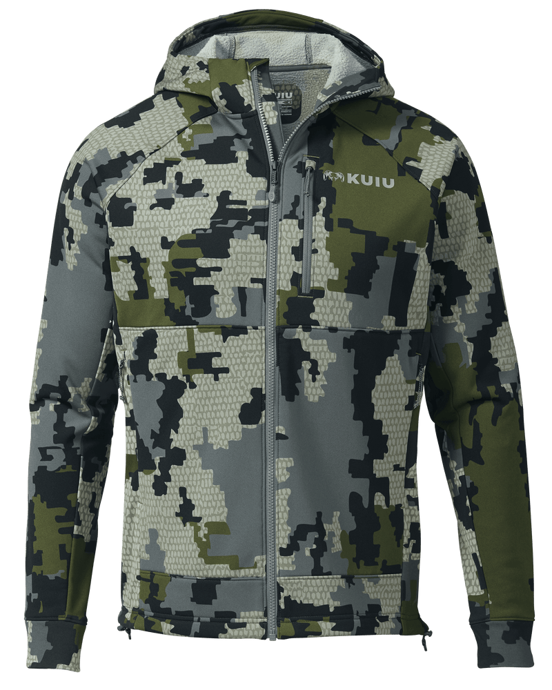 Front of StrongFleece 275 Full Zip Hoodie in Verde Camouflage