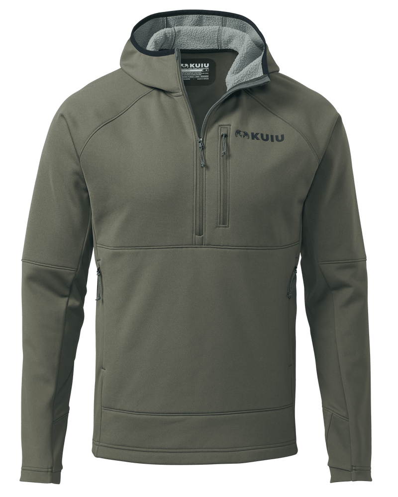 Front of StrongFleece 235 Zip-T Hoodie in Ash Brown