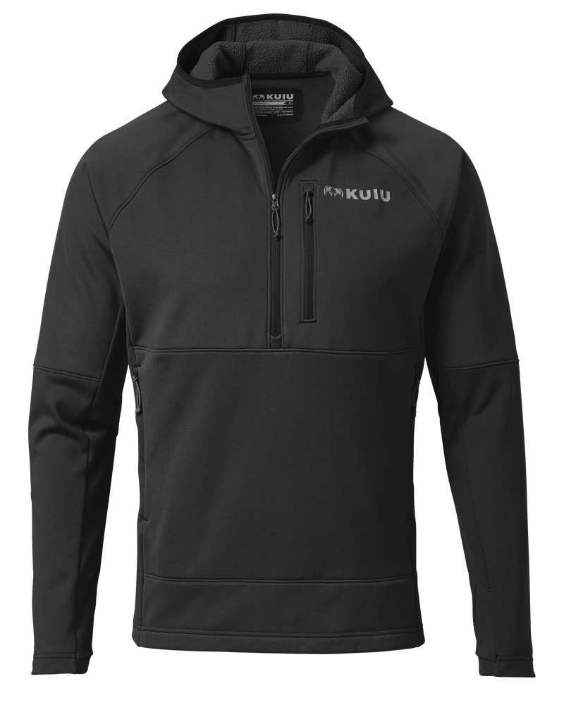 Front of StrongFleece 235 Zip-T Hoodie in Black
