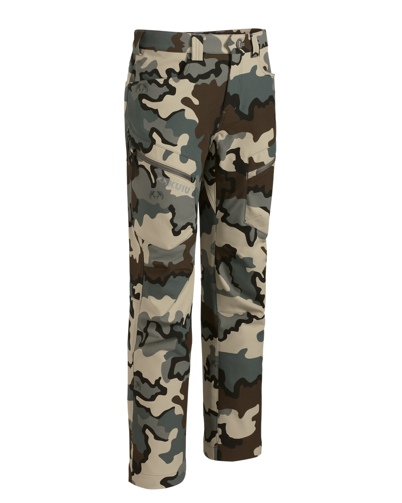 Front of Youth Attack Pant in Vias Camouflage