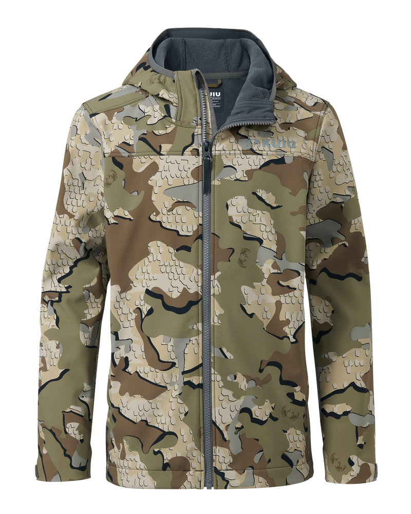 Front of Youth Trailblazer Jacket in Valo Camouflage