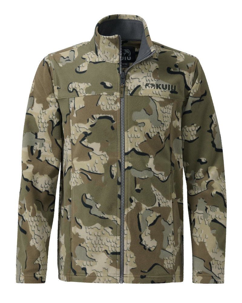 Front of Youth Versa Fleece Full Zip in Valo Camouflage