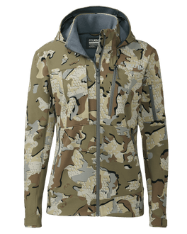 Front of Women's Guide PRO Hooded Jacket in Valo Camouflage