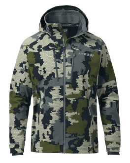 Front of Yukon TR Rain Jacket in Verde Camouflage