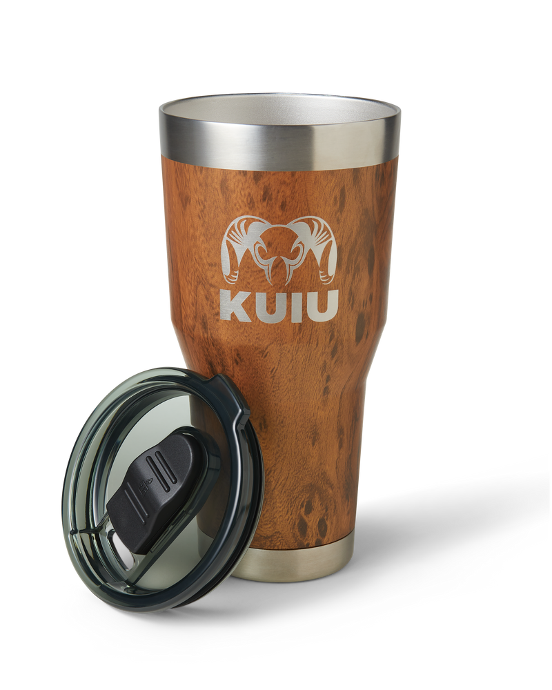 Front of KUIU 30 oz Tumbler in Wood 