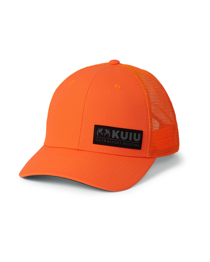 Front of KUIU Cordura Trucker Hat in Blaze Orange