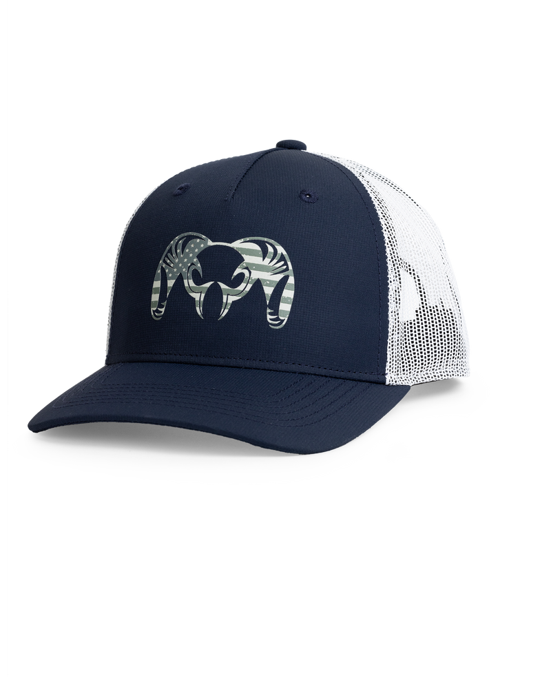 Front of KUIU Patriotic Ram Hat in Navy Blue
