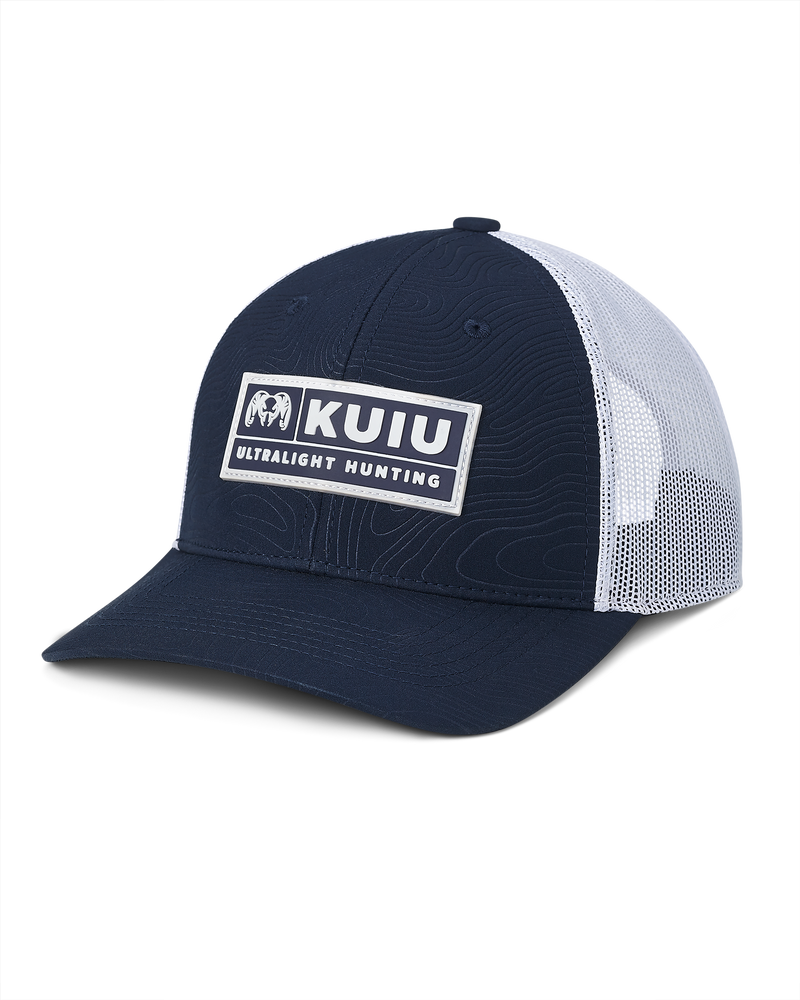 Front of KUIU Topo Patch Hat in Navy/White