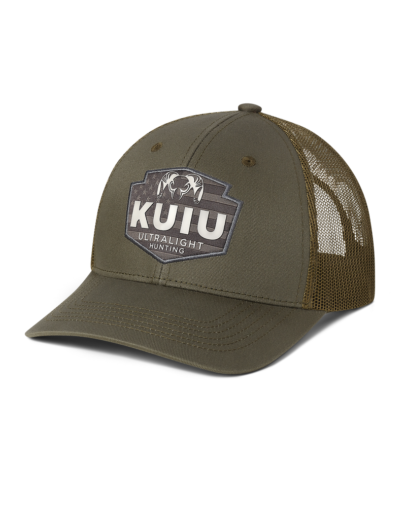 Front of KUIU Shield Patch Hat in Olive Green