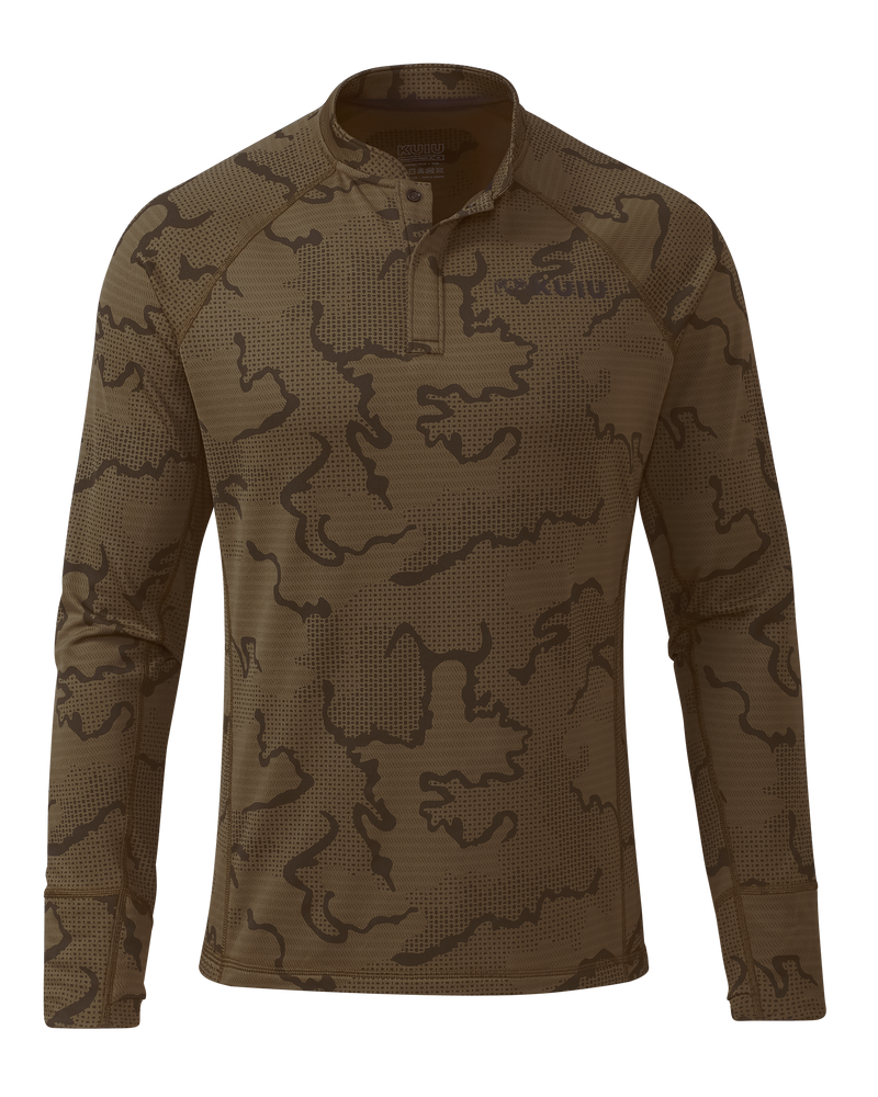 Front of Ridgepoint Fleece Henley in Coyote Brown