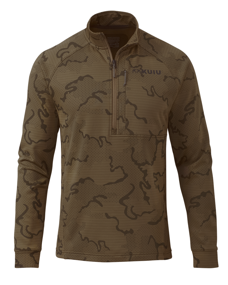Front of Ridgepoint Fleece Zip-T in Coyote Brown Tonal Pattern
