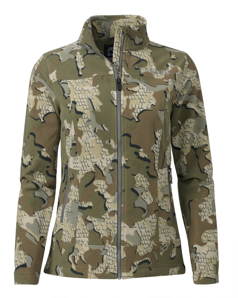 Front of the Women's Border Fleece Full Zip Jacket in Valo Camouflage