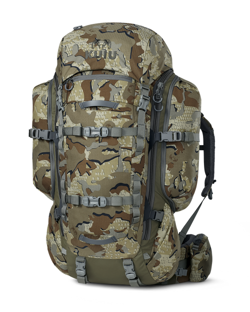 Front angled view of ICON 6 8200 Pack in Valo Camouflage