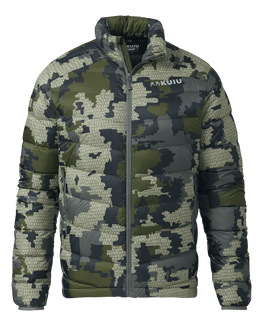 Front of Super Down LT Jacket in Verde Camouflage