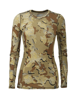 Front of Women's Super Down LT Hooded Jacket in Valo Camouflage