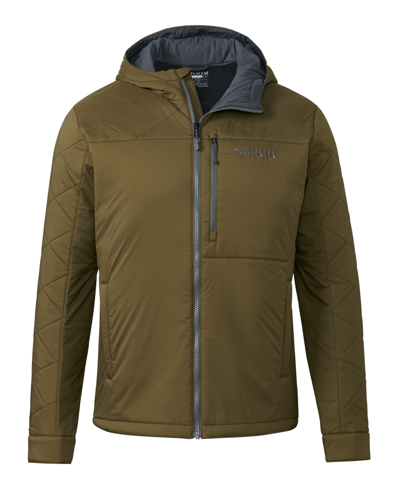 Front of Granby Hooded Jacket in Bourbon Brown