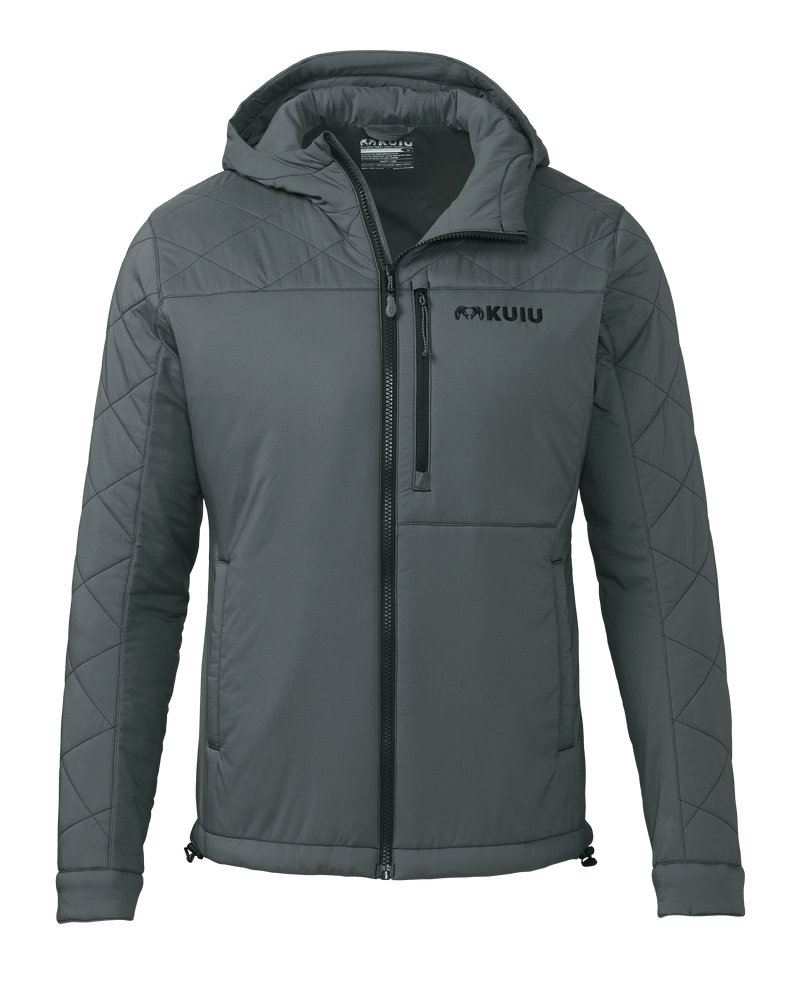 Front of Granby Hooded Jacket in Gunmetal