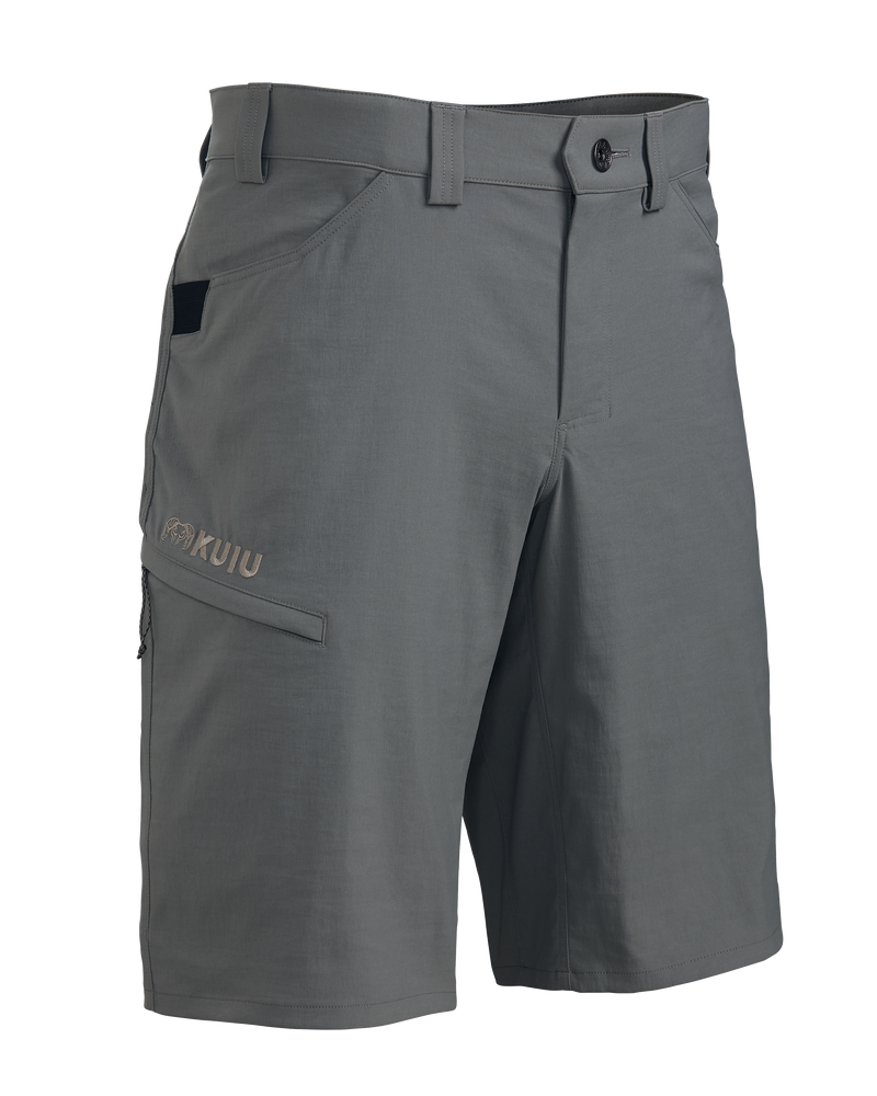 Front of Switchback 12″ Short in Stone Grey