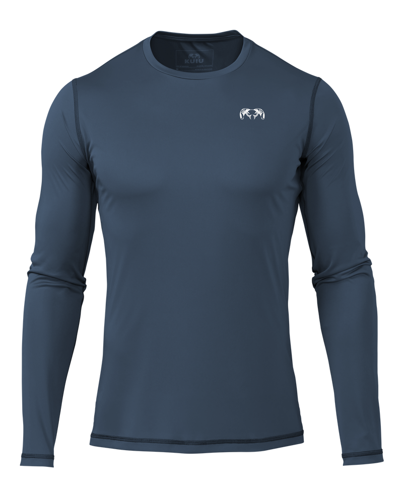 Front of Velocity Long Sleeve Crew in Flint Blue