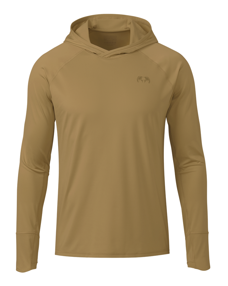 Front of Gila LS Hoodie in Dune Khaki
