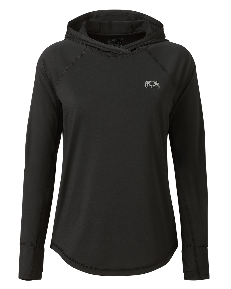 Front of Women's Gila LS Hoodie in Black