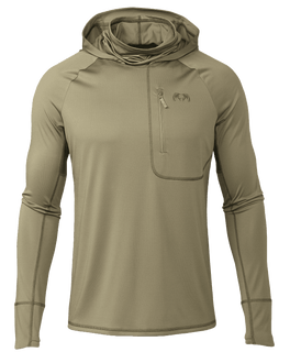 Front of Gila Pro Long Sleeve Hoodie in Khaki