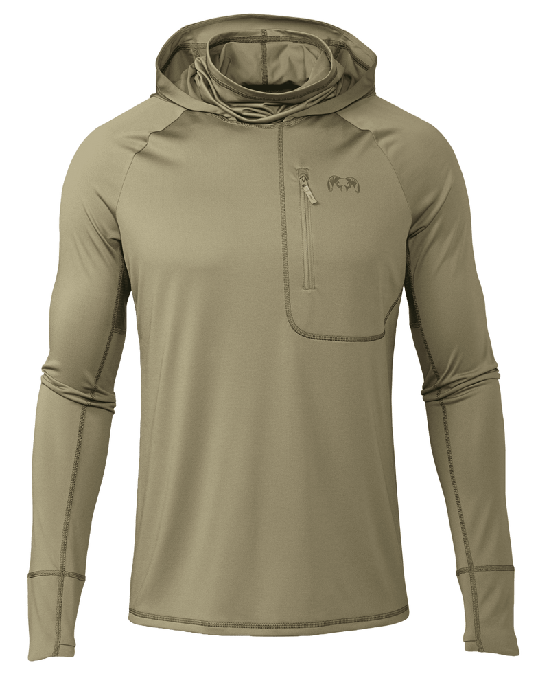 Front of Gila Pro Long Sleeve Hoodie in Khaki