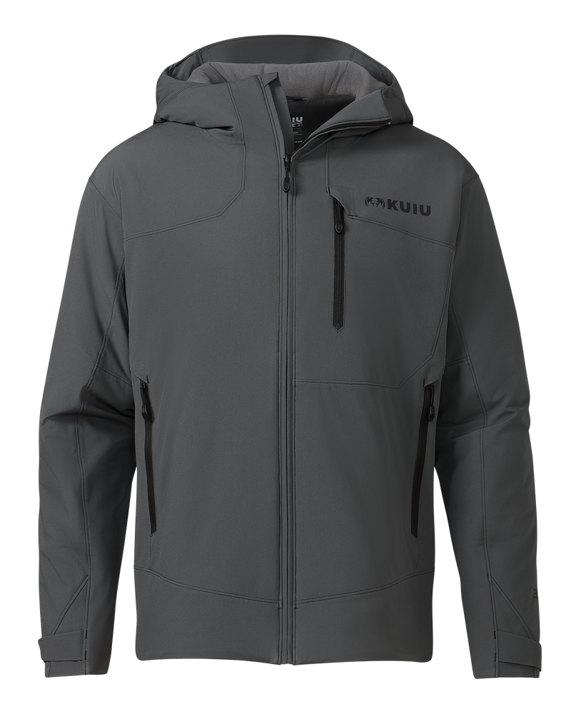 Front of Mountain PRO Hooded Jacket in Gunmetal Grey