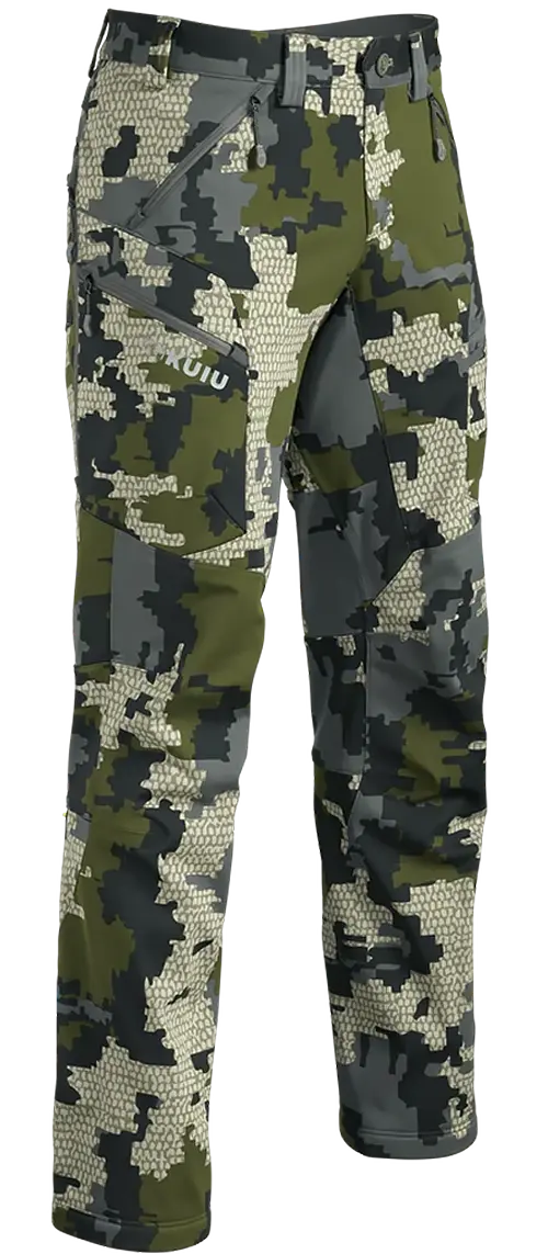 Frontal image of an Axis Hybrid Pant in Verde Camouflage