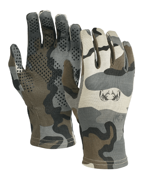 Front and Back of Ultra Merino 210 Gloves in Vias Camouflage