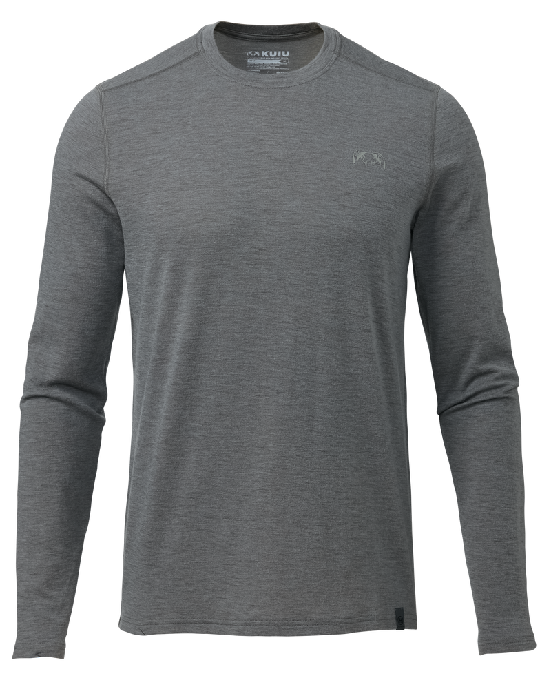 Front of Ultra Merino 120 LT Long Sleeve Crew in Stone