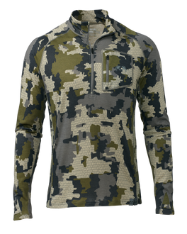 Front of ULTRA Merino 145 Zip-T Hunting Shirt in Verde Camouflage