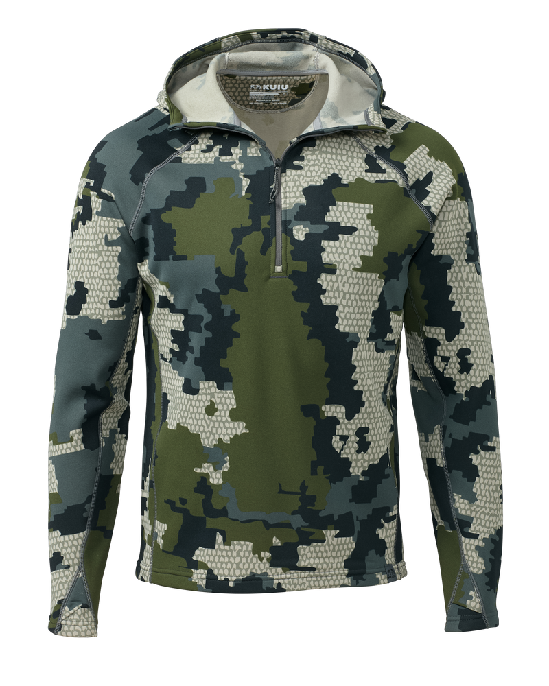 Front of Peloton 200 Zip-T Hoodie in Verde Camouflage