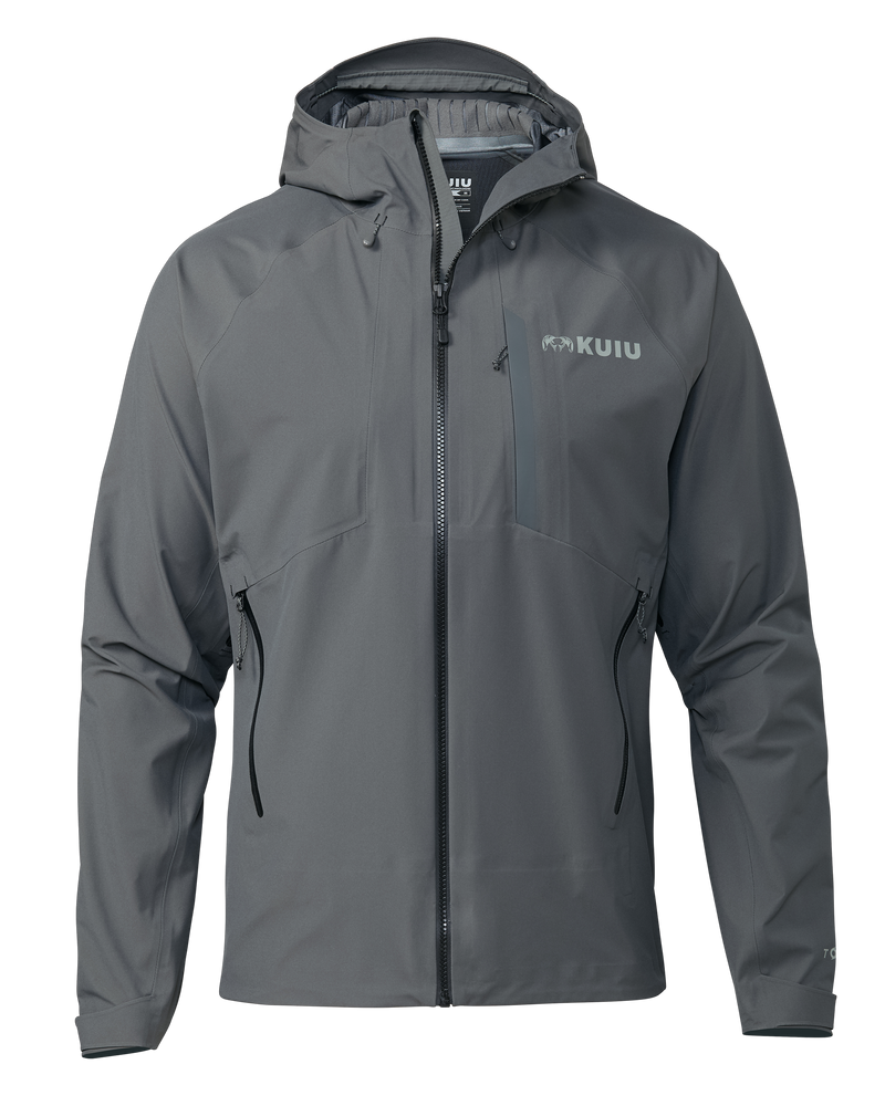 Front of Chugach TR Rain Jacket in Gunmetal Grey