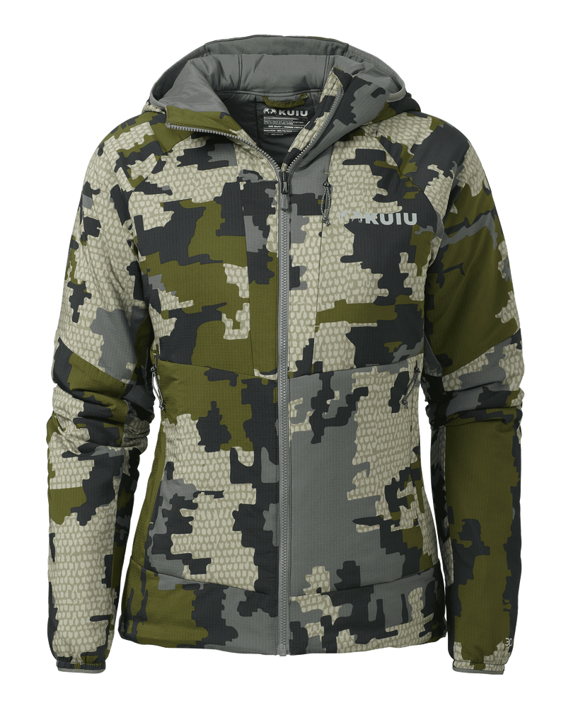 Front of Women's Kenai Hooded Jacket in Verde Camouflage