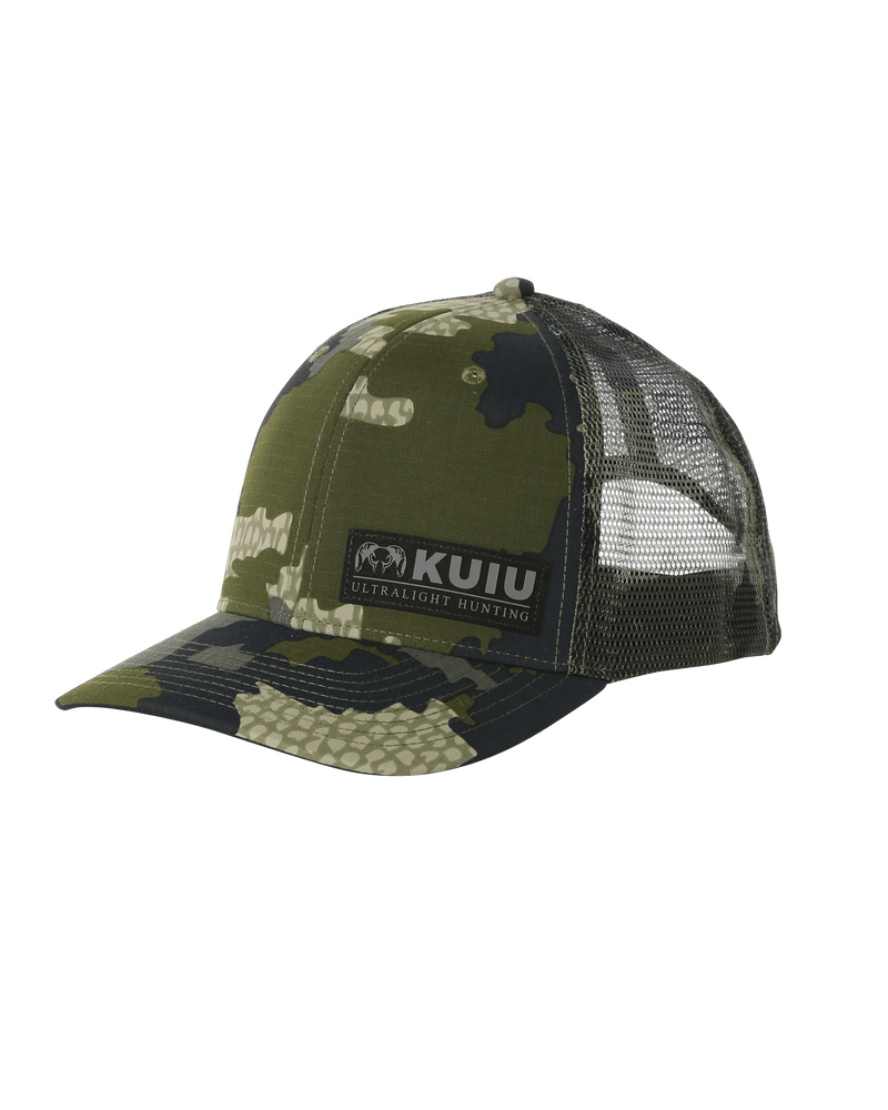 Front of KUIU CORDURA Trucker Hat in Verde Camouflage