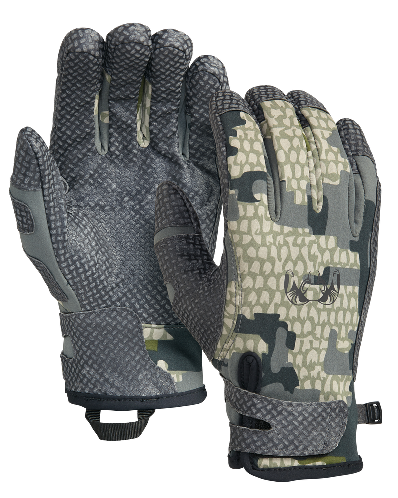 Front and Back of Guide X Glove in Verde Camouflage