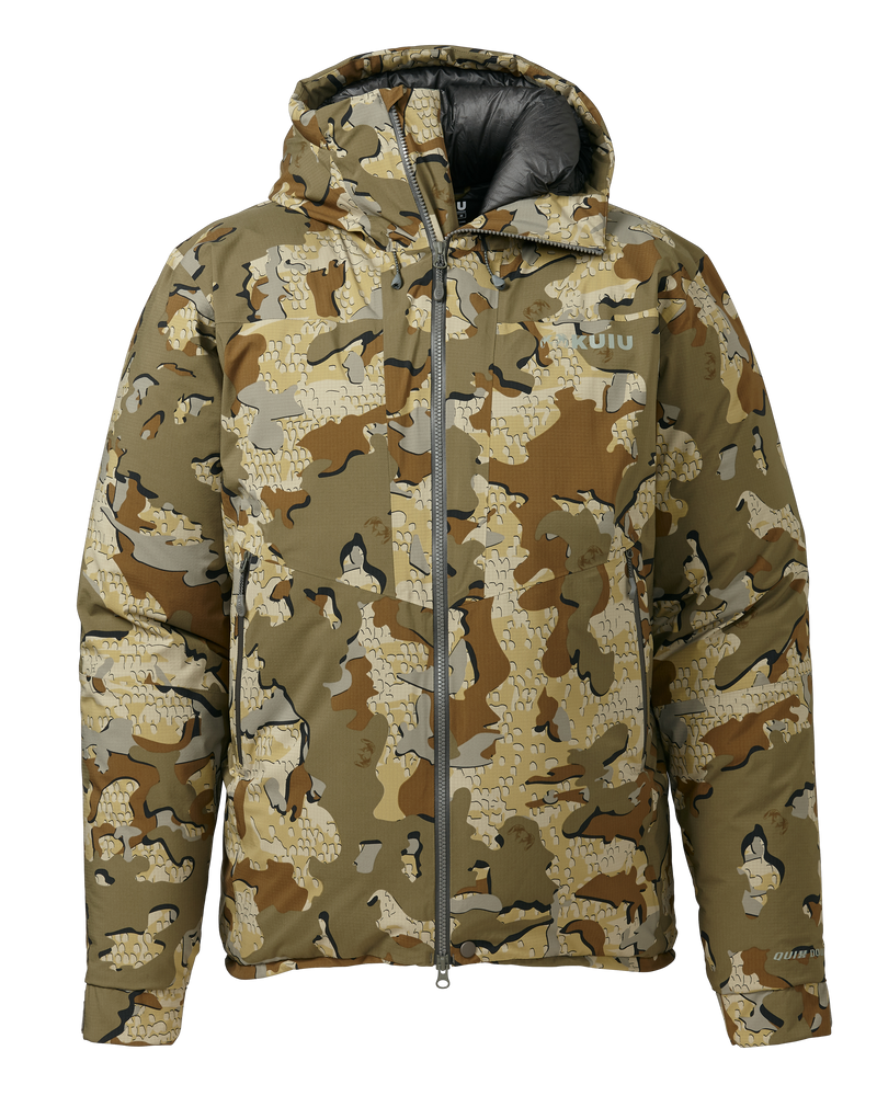 Front of Super Down Burner Parka in Valo Camouflage