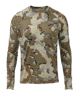 Front Gila Long Sleeve Crewneck Shirt in Valo Camouflage